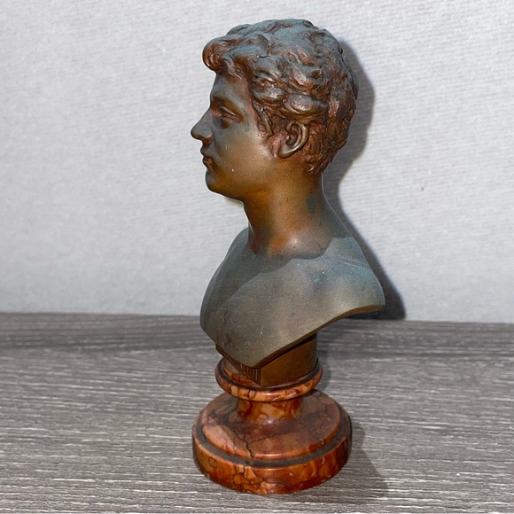 VINTAGE PIETRO MASCAGNI Italian Composer Bronze Statuette Sculpture Marble Base - Picture 3 of 10